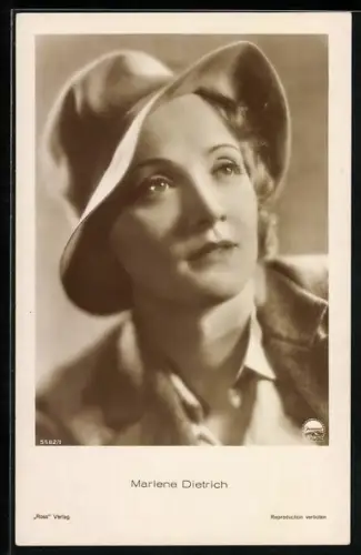 AK Schauspielerin Marlene Dietrich mit Hut