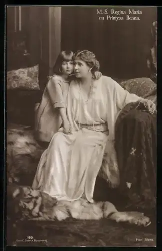 AK Königin Maria von Rumänien mit Prinzessin Ileana