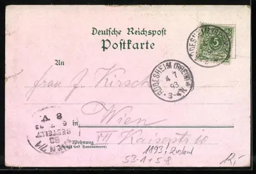 Vorläufer-Lithographie Nationaldenkmal auf dem Niederwald, 1893