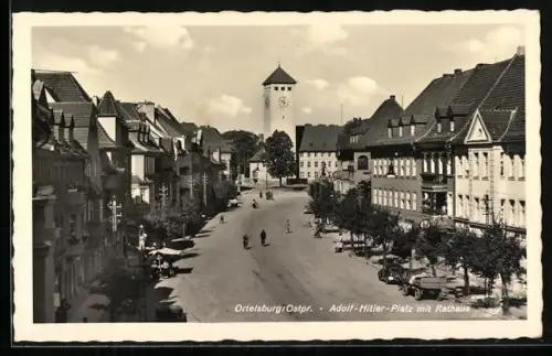 AK Ortelsburg, Platz mit Rathaus