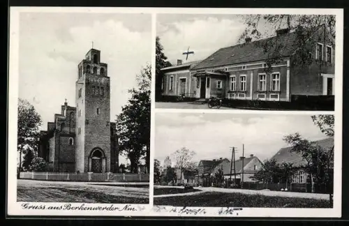 AK Berkenwerder /Nm., Gasthaus Friedrich Kubsch, Strassenpartie im Ort