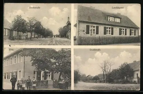 AK Adamsdorf /Neumark, Dorfstrasse, Landjägerei, Post
