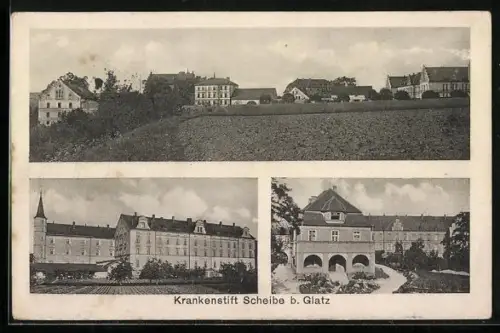 AK Scheibe b. Glatz, Krankenstift, Gesamtansicht und Anlagen