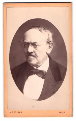 Fotografie A. F. Czihak, Wien, Portrait Eduard von Bauernfeld, Österreichischer Schriftsteller