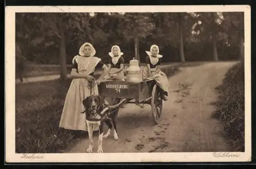 AK Walcheren /Zeeland, Melkmeisjes met Hondenkar