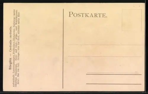 AK Stieglitz mit Spinne, Verein für Tierschutz in Bayern