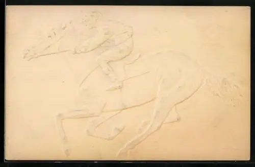 Präge-AK Reiter beim Galopp