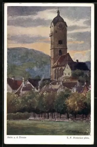 Künstler-AK E.F. Hofecker: Stein an der Donau, Ortsansicht