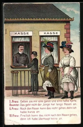 AK Zwei Frauen und ein Junge stehen an einer Kasse