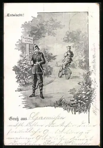 AK Dame entwischt mit dem Fahrrad einem Polizisten