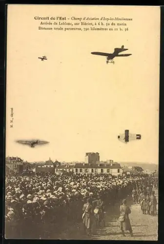 AK Issy-les-Moulineaux, Flugtag, Arrivée de Leblanc sur Blériot, Flugzeuge
