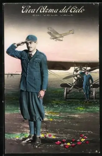 AK Flugzeug mit italienischen Soldaten