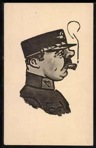 AK Karikatur Eisenbahner mit Zigarre