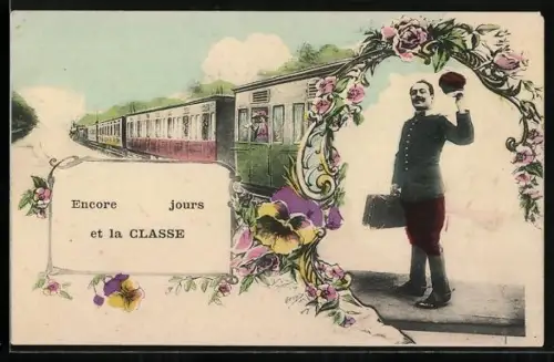 AK Französische Eisenbahn und Soldat