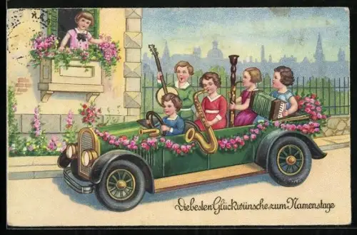 AK Auto mit kleiner Kapelle