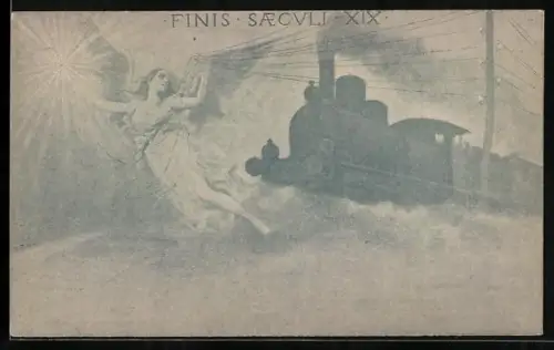 AK Eisenbahn mit Engel