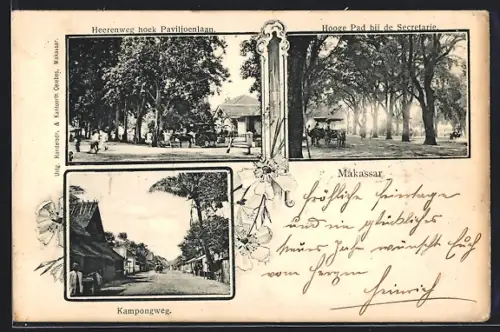 AK Makassar, Heerenweg hoek Paviljoenlaan, Hooge Pad bij de Secretarie, Kampongweg