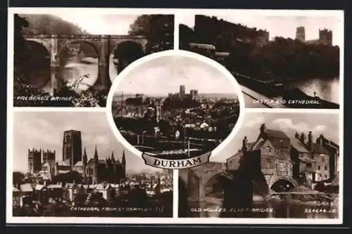 AK Durham, Castle and Cathedral, Prebend's Bridge, Old Houses, Elvet Bridge