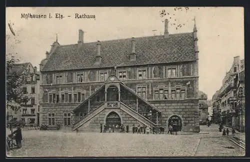 AK Mülhausen i. Els., Blick zum Rathaus