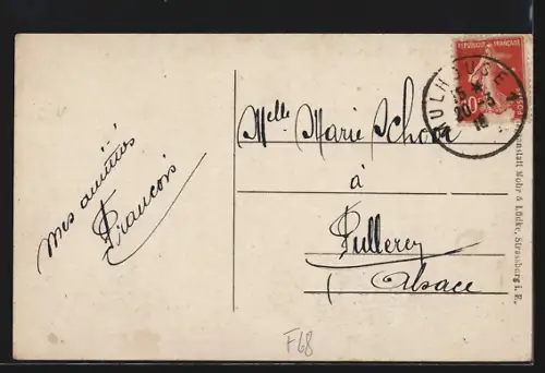 AK Mülhausen i. Els., Blick zum Rathaus