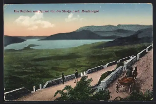 AK Cattaro, Blick auf die Buchten von Cattaro von der Strasse nach Montenegro aus gesehen