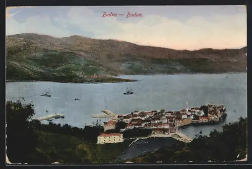 AK Budva, Ortsansicht aus der Vogelschau