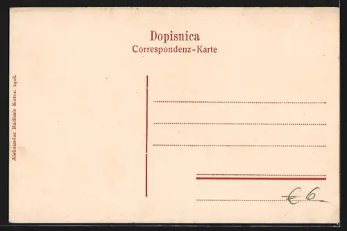 AK Cattaro, Ortsansicht mit Hafen aus der Vogelschau