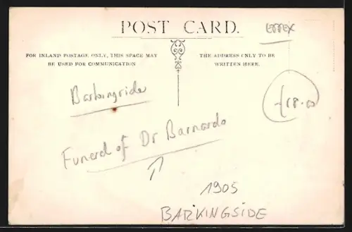 AK Barkingside, Funeral procession of Dr Barnardo 1905