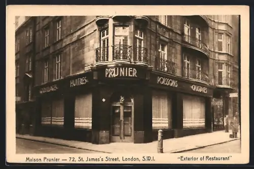 AK London, Maison Prunier, 72, St. James`s Street, Exterior of Restaurant