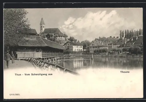 AK Thun, Ortsansicht vom Scherzligweg