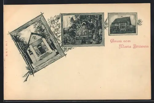AK Maria Bildstein, Kapelle, Schrein und Gasthaus