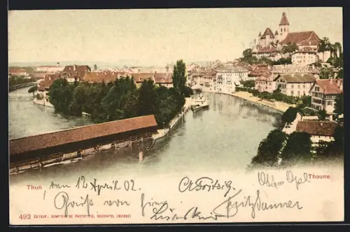 AK Thun, Flusspartie mit Ortsansicht