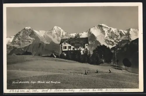AK Beatenberg, Hotel Amisbühl mit Eiger, Mönch u. Jungfrau