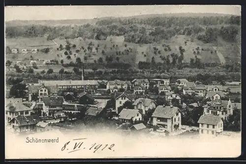AK Schönenwerd, Ortsansicht mit Hügelpanorama