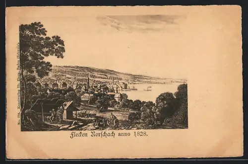 Künstler-AK Rorschach, Gesamtansicht anno 1828