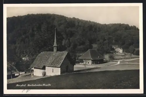 AK Burgdorf, Bartholomäus-Kapelle mit Waldpanorama