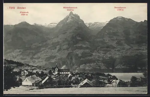 AK Amden, Teilansicht mit Firzstock, Mürtschenstock und Neuenkamm