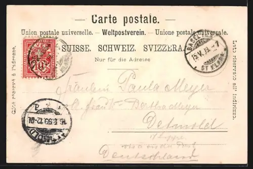 AK Basel, Marktplatz mit Markttreiben