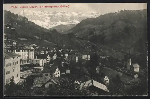 AK Seewis, Ortsansicht mit Scesaplana