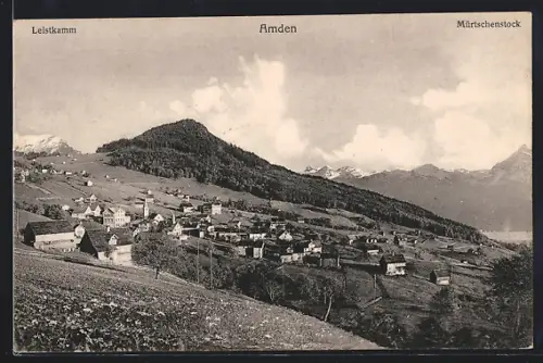 AK Amden, Ortsansicht mit Leistkamm und Mürtschenstock