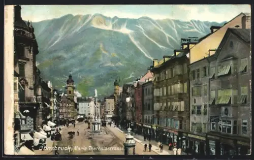AK Innsbruck, Maria Theresiaplatz mit Strassenbahn