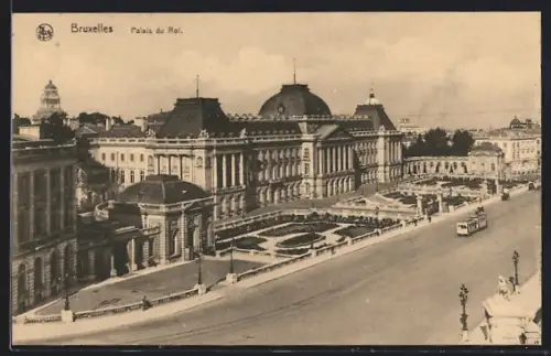 AK Bruxelles, Palais du Roi, Strassenbahn