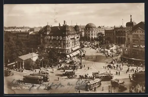AK Berlin, Potsdamer Platz mit Strassenbahn