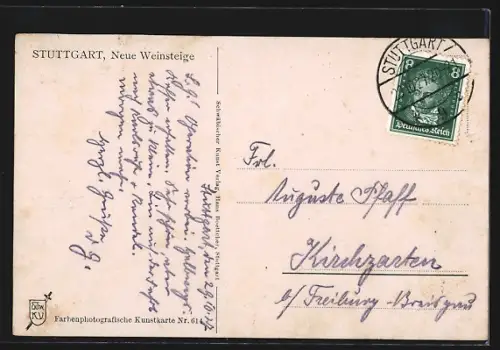 AK Stuttgart, Panorama mit Strassenbahn und Neue Weinsteige