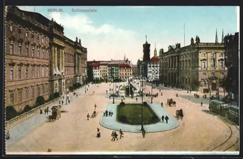 AK Berlin, Schlossplatz mit Strassenbahn