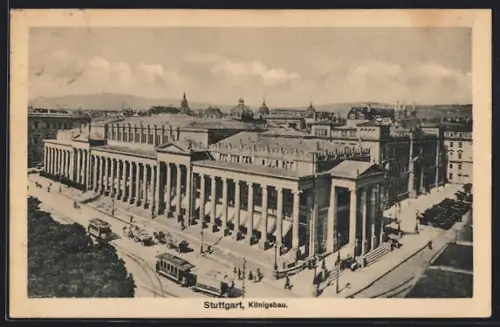 AK Stuttgart, Königsbau mit Strassenbahn