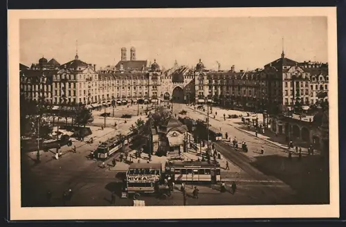 AK München, Karlsplatz mit Strassenbahn