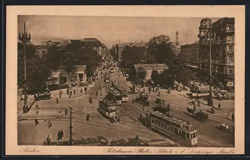 AK Berlin, Potsdamer Platz mit Strassenbahn