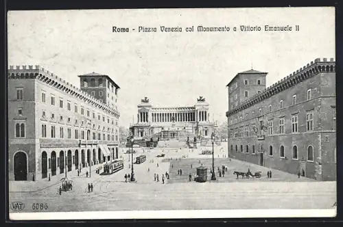 AK Roma, Piazza Venezia, Strassenbahn