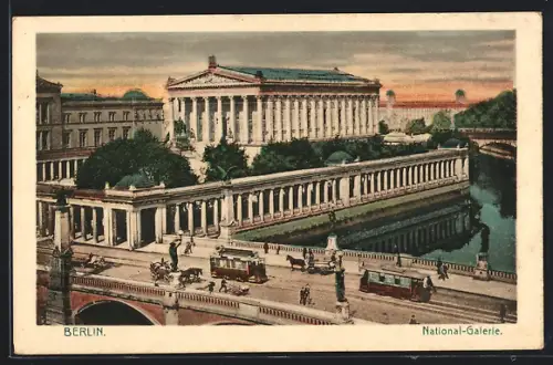 AK Berlin, Strassenbahnen an der National-Galerie